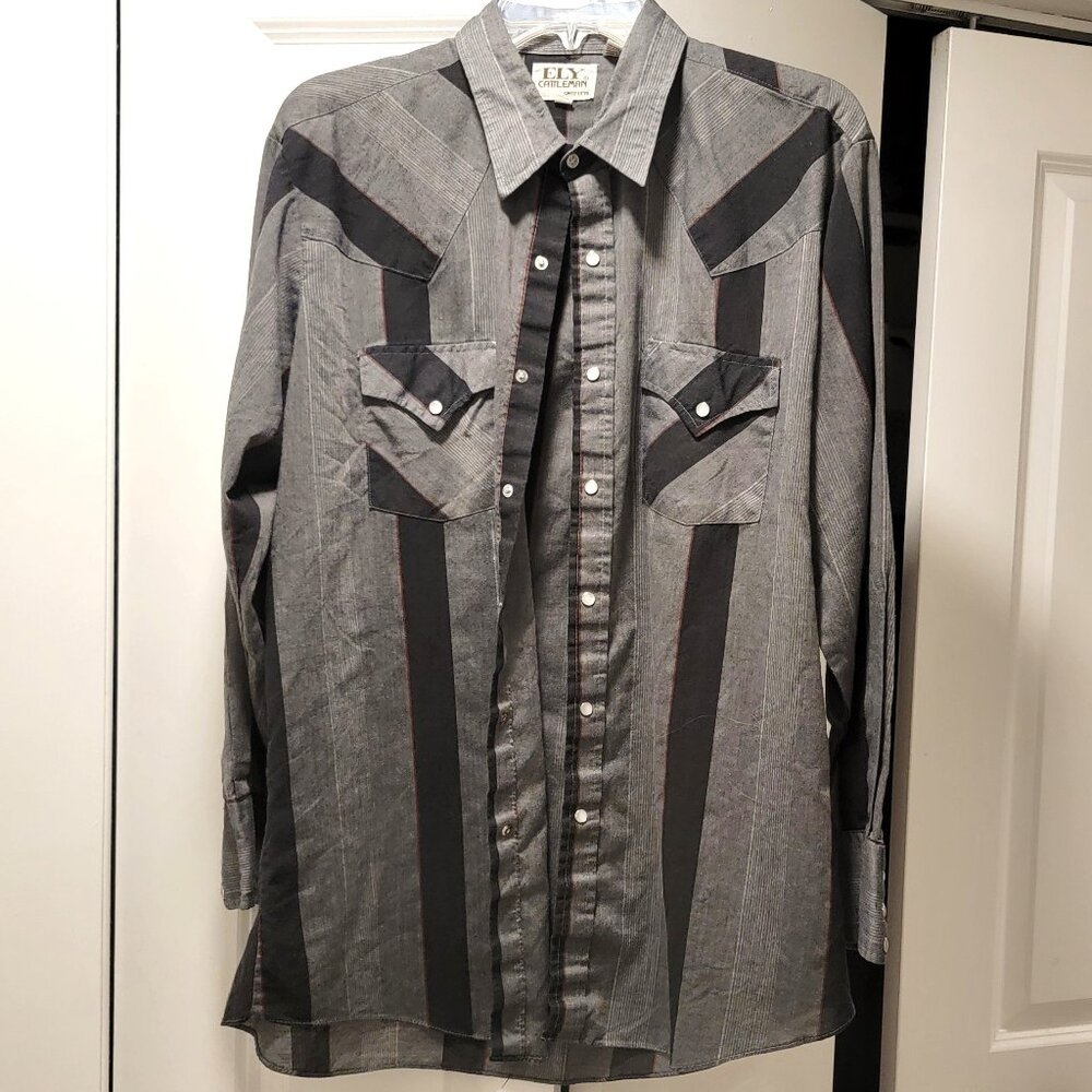 Vintage Ely Cattleman Western Pearl Snap Long Sleave Shirt
